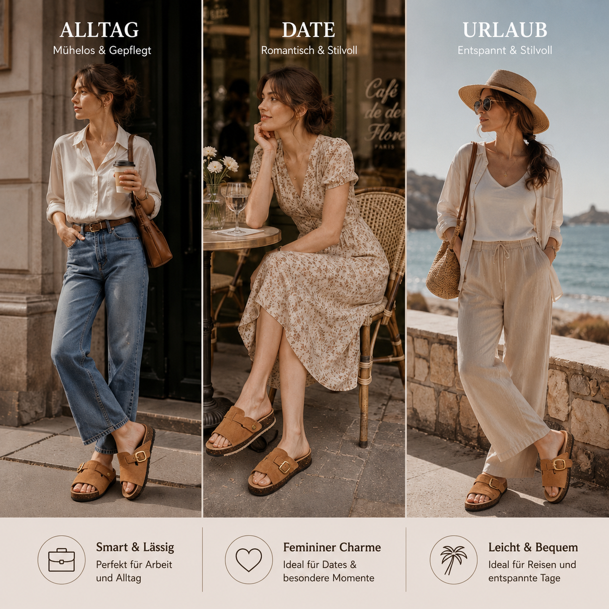 🏆 Vintage-Pantoletten mit Schnalle für Damen & Herren – Veloursleder-Optik, verstellbarer Riemen und gepolstertes Komfort-Fußbett