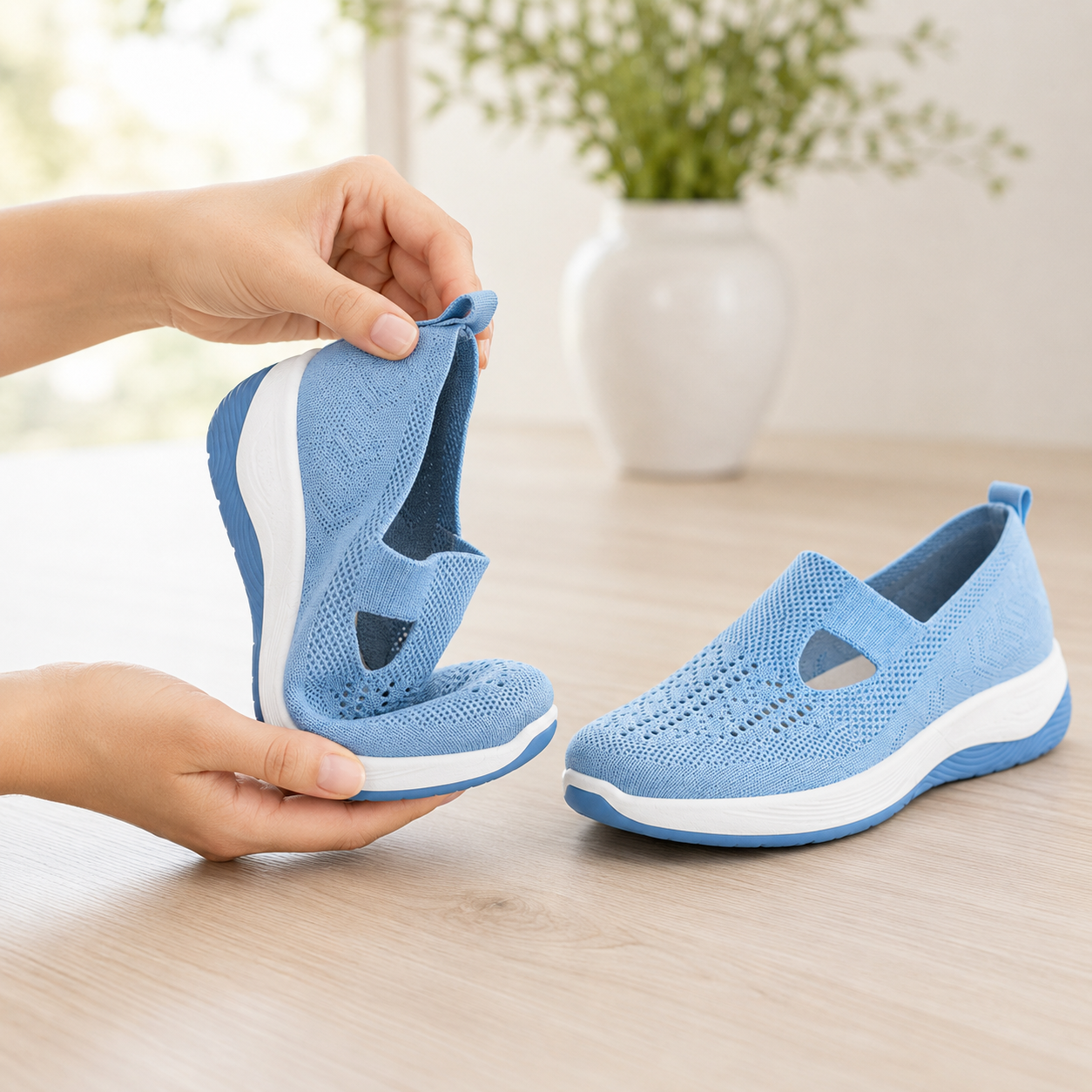 Flexible knitted comfort trainers