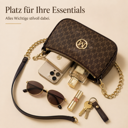 👜 Elegante Monogramm-Schultertasche mit Kettendetail 