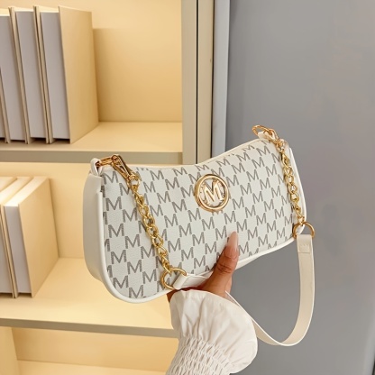👜 Elegante Monogramm-Schultertasche mit Kettendetail – 2 Tragevarianten