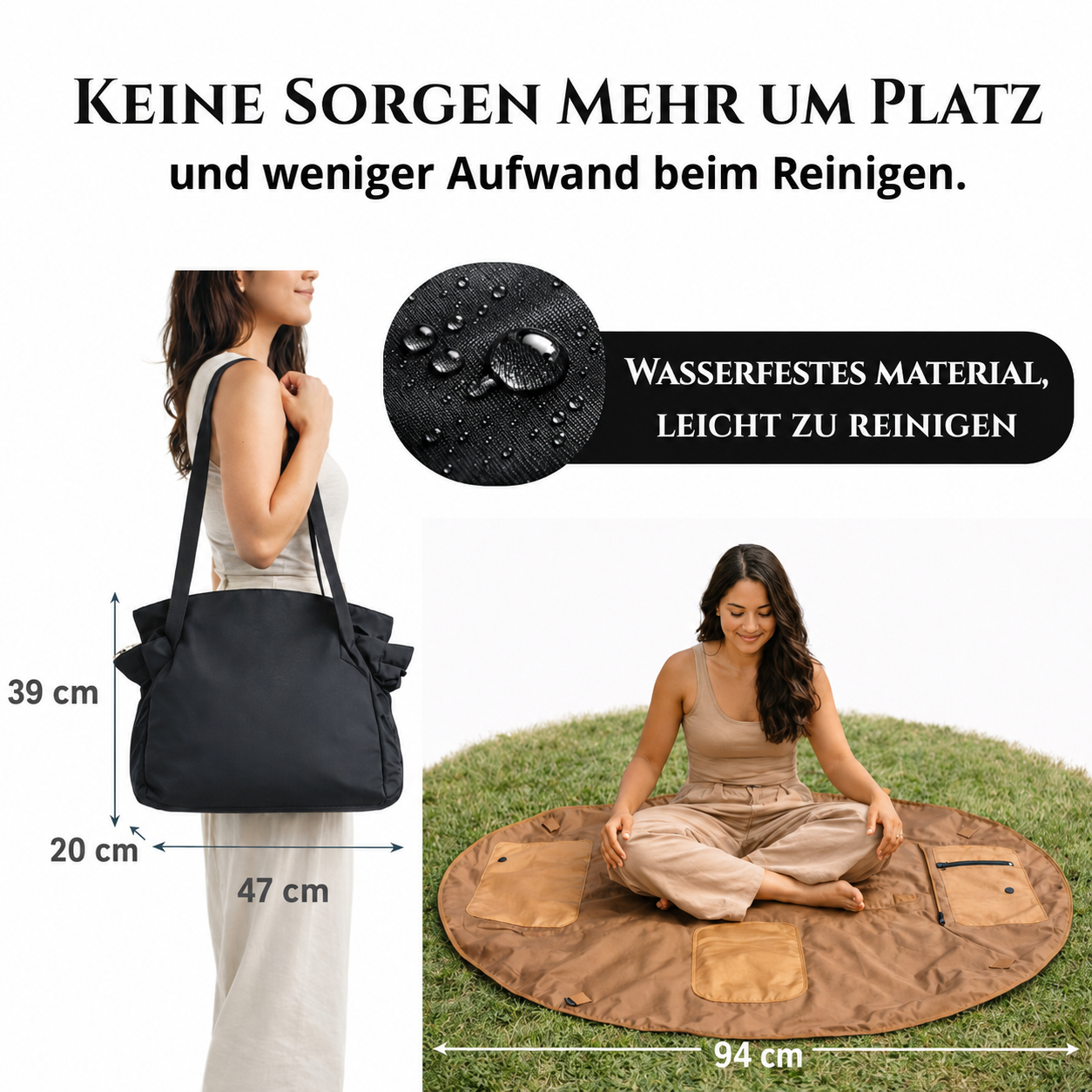 ⚡Faltbare Reisetasche mit Picknickdecke – Große Kapazität für Reisen, Fitness & Strand