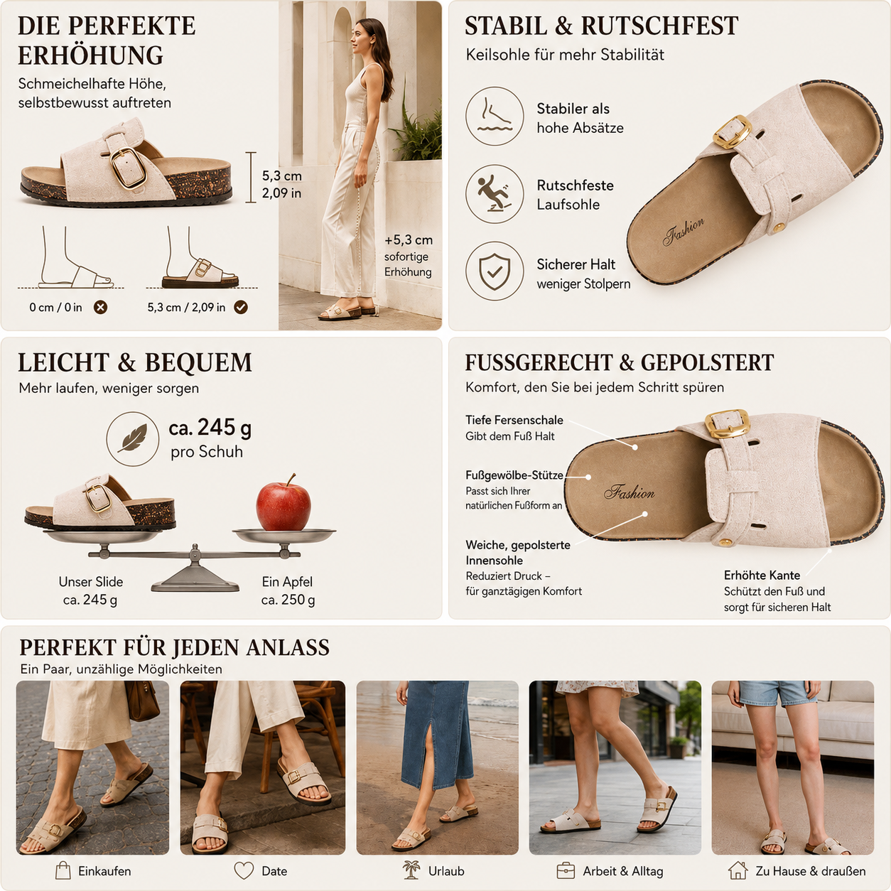 🏆 Vintage-Pantoletten mit Schnalle für Damen & Herren – Veloursleder-Optik, verstellbarer Riemen und gepolstertes Komfort-Fußbett