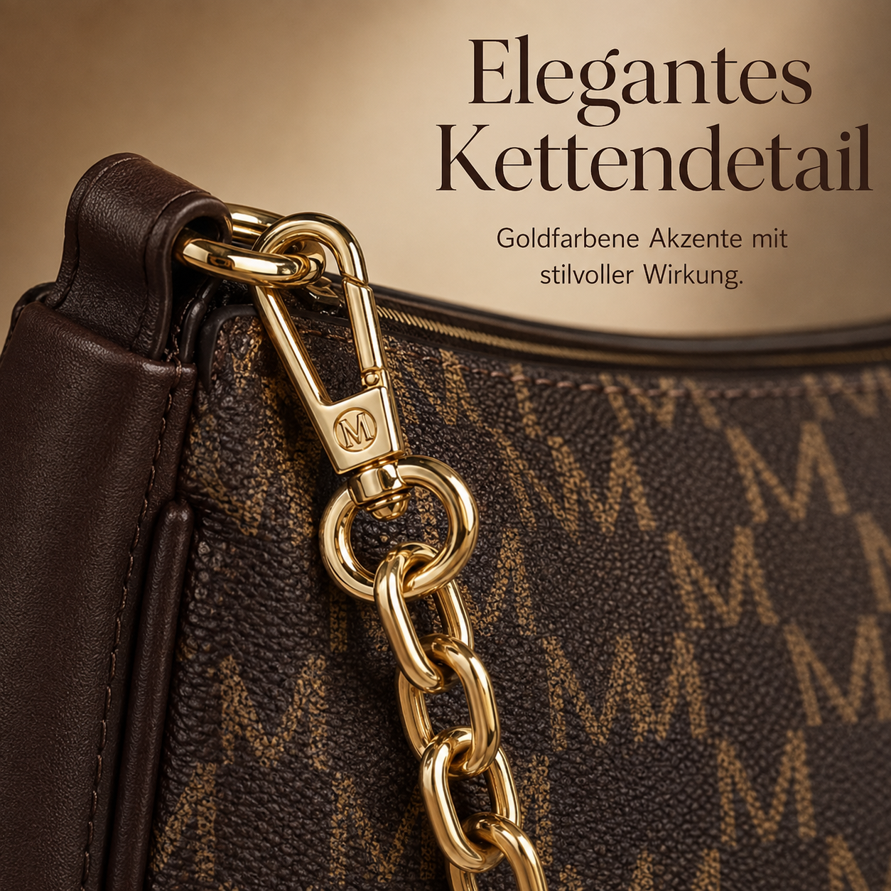 👜 Elegante Monogramm-Schultertasche mit Kettendetail 