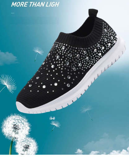 Damen-Slip-On-Sneaker mit funkelnden Kristall-Details