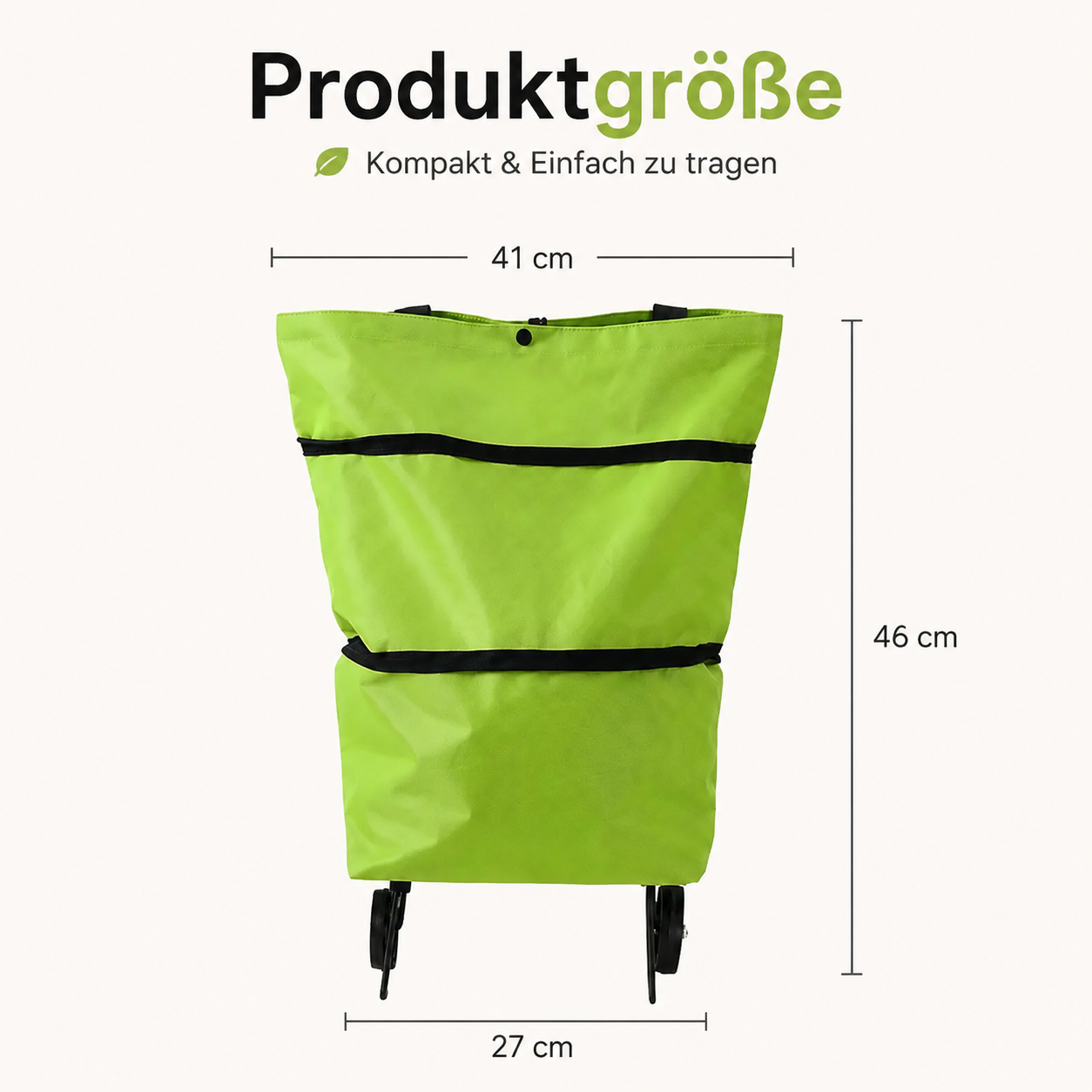 【10inch*18inch】Foldable Shopping Trolley Bag with Wheels, Portable Reusable Grocery Tote, Lightweight Rolling Shopping Cart Bag with Carry Handles for Supermarket, Travel, Laundry and Daily Use