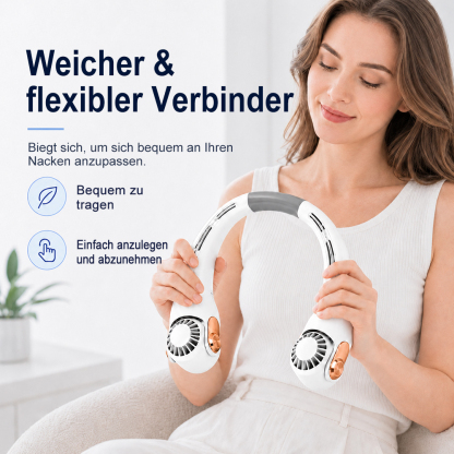 2026 Verbesserter Nackenventilator – Ultra-leise, freihändig tragbar & 360° verstellbar
