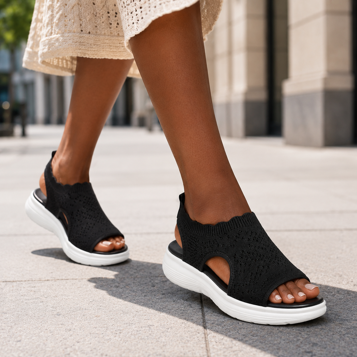 🔥 Letzter Tag: 80 % RABATT ✨🔥Atmungsaktive Damen-Plateausandalen aus Strickmaterial