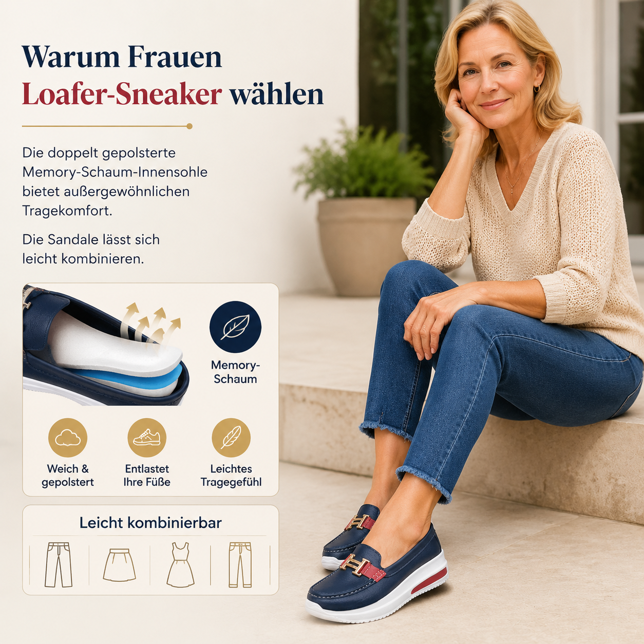 🏆 𝐋𝐄𝐓𝐙𝐓𝐄𝐑 𝐓𝐀𝐆: 𝟖𝟎 % 𝐑𝐀𝐁𝐀𝐓𝐓 🏆 Damen Loafer-Sneaker mit Plateausohle – Bequeme Slip-on Schuhe für Alltag, Büro & Freizeit