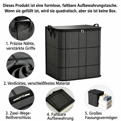 🚨 Spacious Foldable Fabric Zippered Storage Bin for Moving & Bedroom Closet📦
