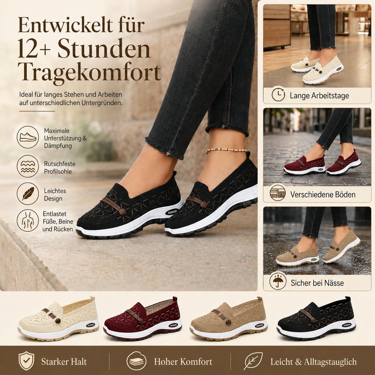 👟 𝐋𝐄𝐓𝐙𝐓𝐄𝐑 𝐓𝐀𝐆: 𝟖𝟎 % 𝐑𝐀𝐁𝐀𝐓𝐓👟Damen Orthopädische Slip-On-Schuhe – Leichte, atmungsaktive und rutschfeste Walking-Schuhe
