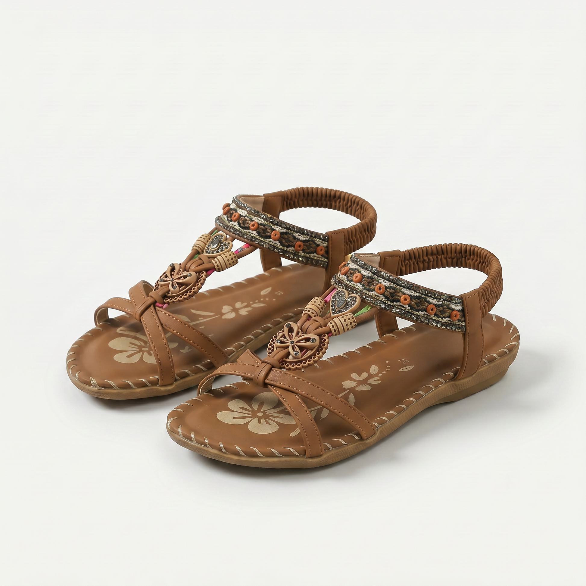 ⚡🇩🇪  Bestseller 2026 ✨Böhmische Damensandalen mit Blumen-Dekor– absoluter Komfort, elastischer Riemen & sommerliche Eleganz