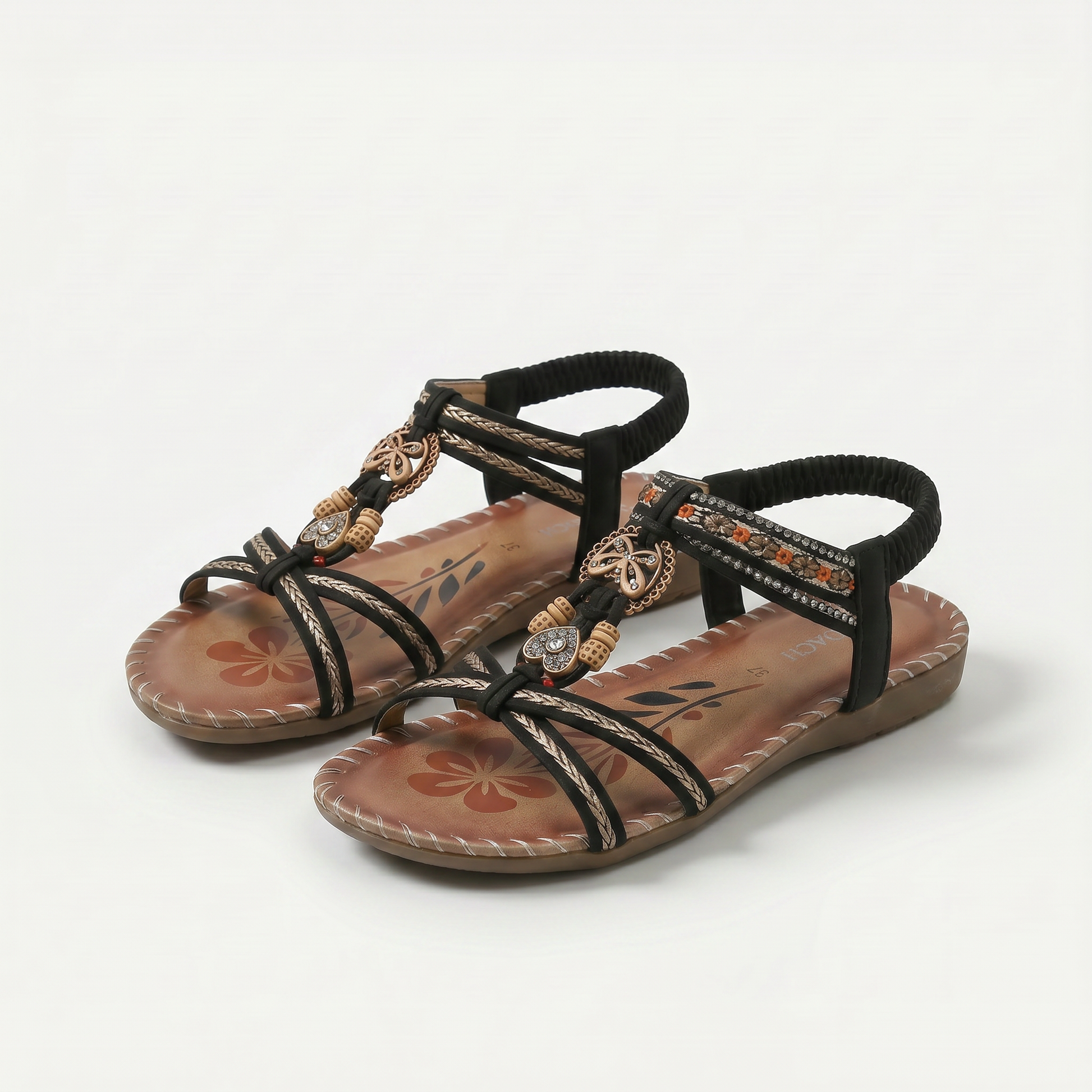 ⚡🇩🇪  Bestseller 2026 ✨Böhmische Damensandalen mit Blumen-Dekor– absoluter Komfort, elastischer Riemen & sommerliche Eleganz