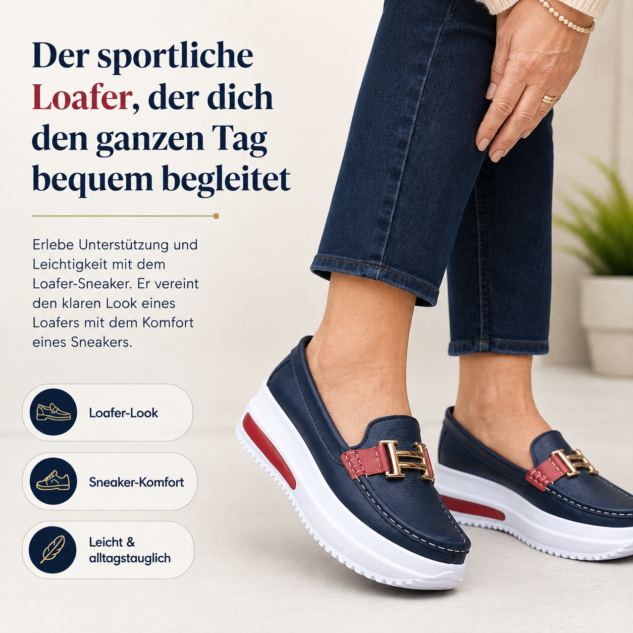 🏆 𝐋𝐄𝐓𝐙𝐓𝐄𝐑 𝐓𝐀𝐆: 𝟖𝟎 % 𝐑𝐀𝐁𝐀𝐓𝐓 🏆 Damen Loafer-Sneaker mit Plateausohle – Bequeme Slip-on Schuhe für Alltag, Büro & Freizeit