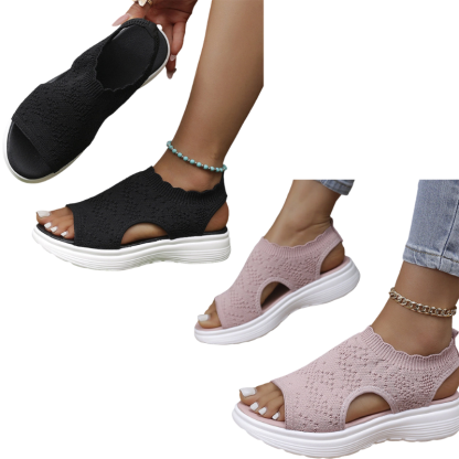 🔥🔥Atmungsaktive Damen-Plateausandalen aus Strickmaterial
