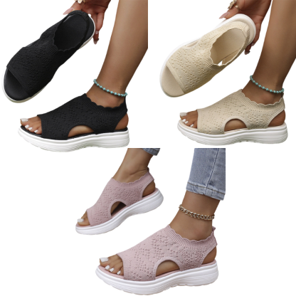 🔥🔥Atmungsaktive Damen-Plateausandalen aus Strickmaterial