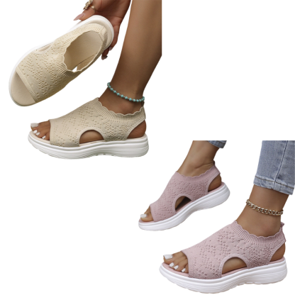 🔥🔥Atmungsaktive Damen-Plateausandalen aus Strickmaterial