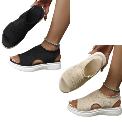 🔥🔥Atmungsaktive Damen-Plateausandalen aus Strickmaterial