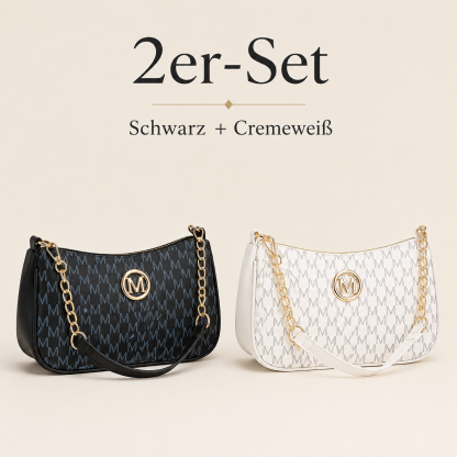 👜 Elegante Monogramm-Schultertasche mit Kettendetail – 2 Tragevarianten