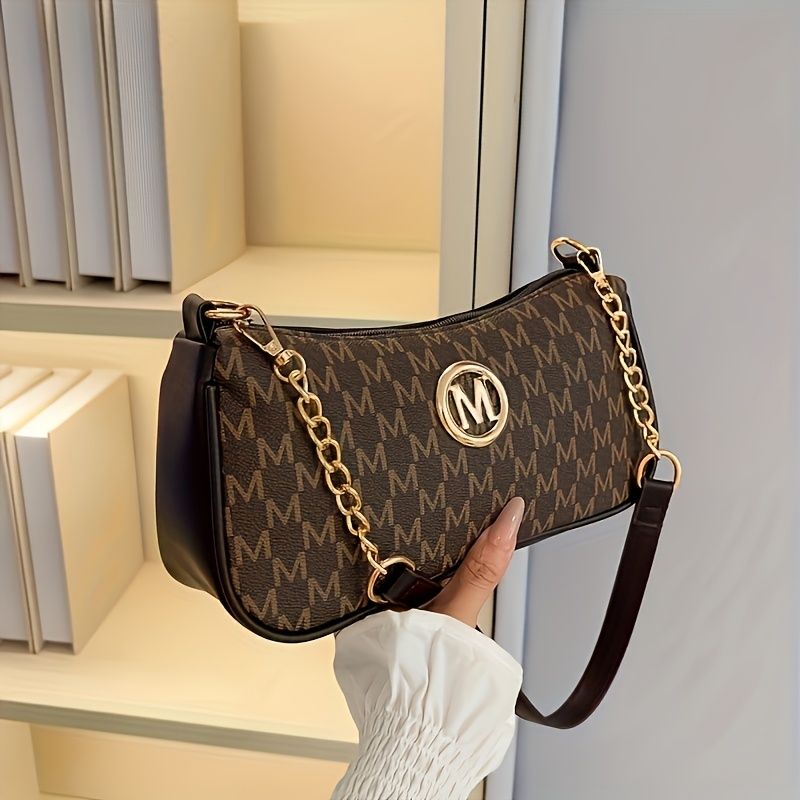 👜 Elegante Monogramm-Schultertasche mit Kettendetail – 2 Tragevarianten