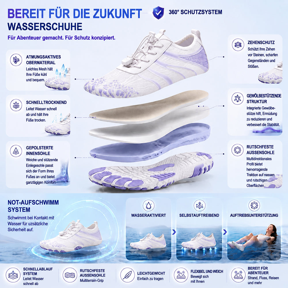 ❤️ Unisex Barfuß-Wasserschuhe – Atmungsaktiv, wasserfest & sandabweisend | Leichte Aqua-Schuhe mit Memory-Foam-Komfort und schnelltrocknendem Design