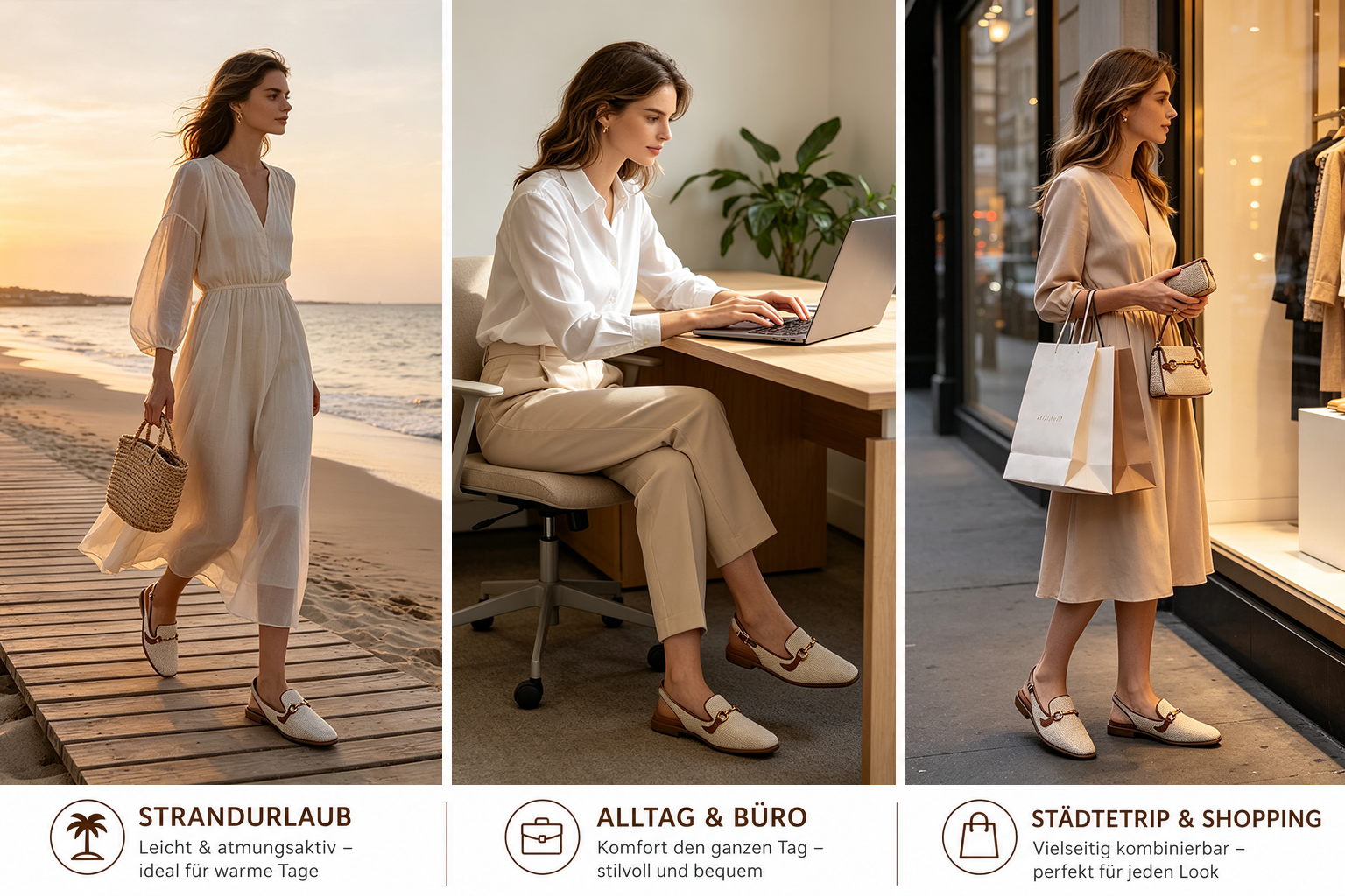 Lichte dames-loafers voor strand, kantoor en winkelen