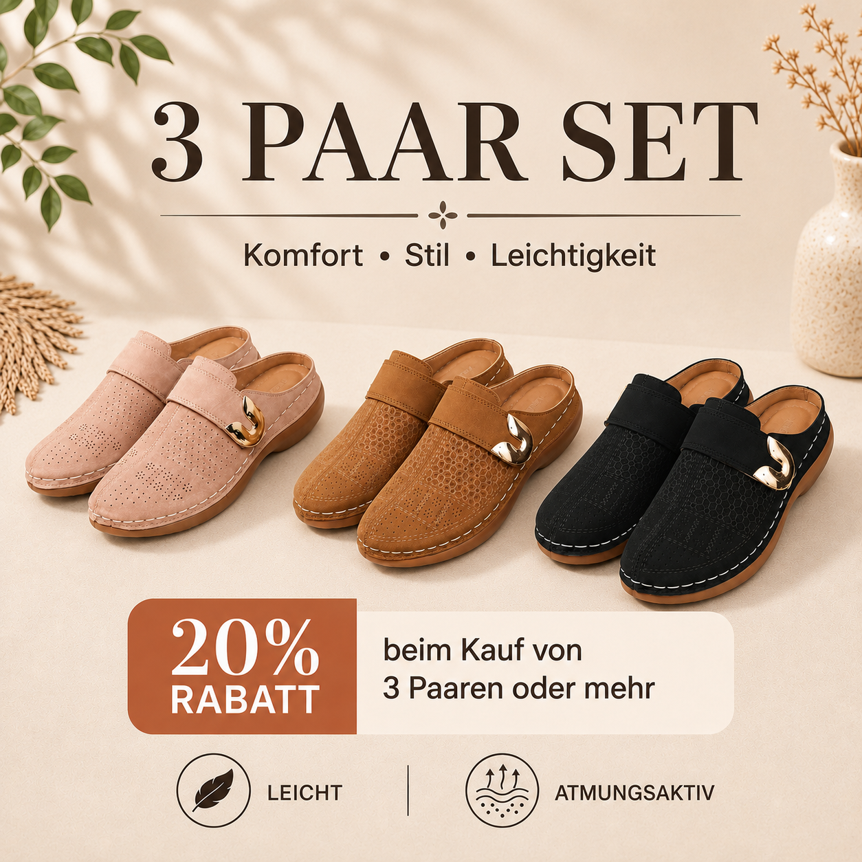 🔥  Ganztägiger Komfort 👣 Bequeme Leder-Slipper mit Keilabsatz – leicht anzuziehen und angenehm beim Gehen ⏳ LETZTER TAG – 80 % RABATT