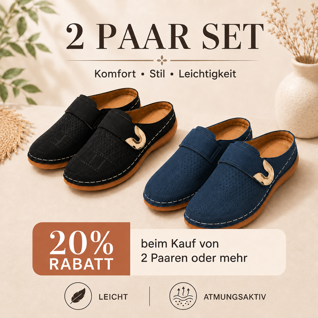 🔥  Ganztägiger Komfort 👣 Bequeme Leder-Slipper mit Keilabsatz – leicht anzuziehen und angenehm beim Gehen ⏳ LETZTER TAG – 80 % RABATT