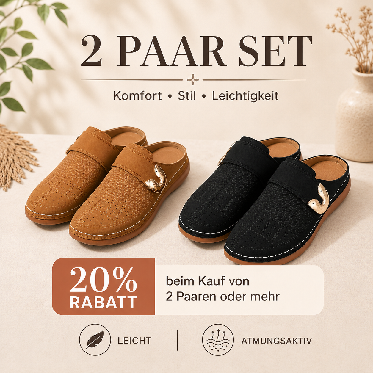🔥  Ganztägiger Komfort 👣 Bequeme Leder-Slipper mit Keilabsatz – leicht anzuziehen und angenehm beim Gehen ⏳ LETZTER TAG – 80 % RABATT
