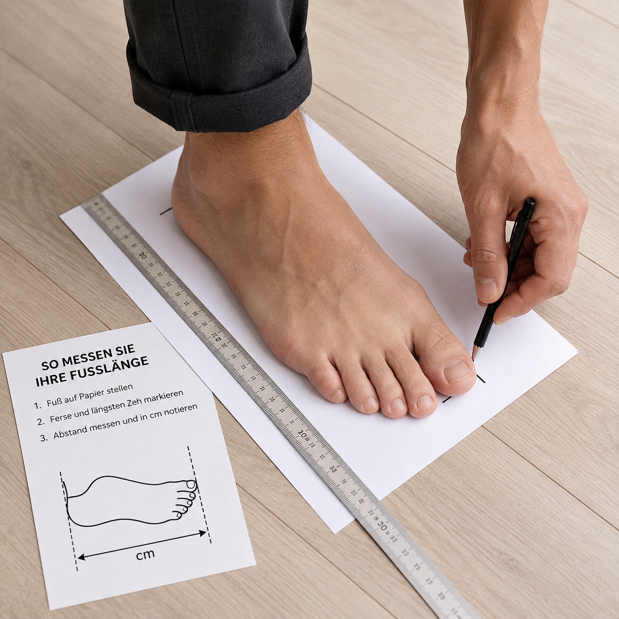 Fu&szlig;l&auml;nge f&uuml;r Herrenschuhe richtig messen