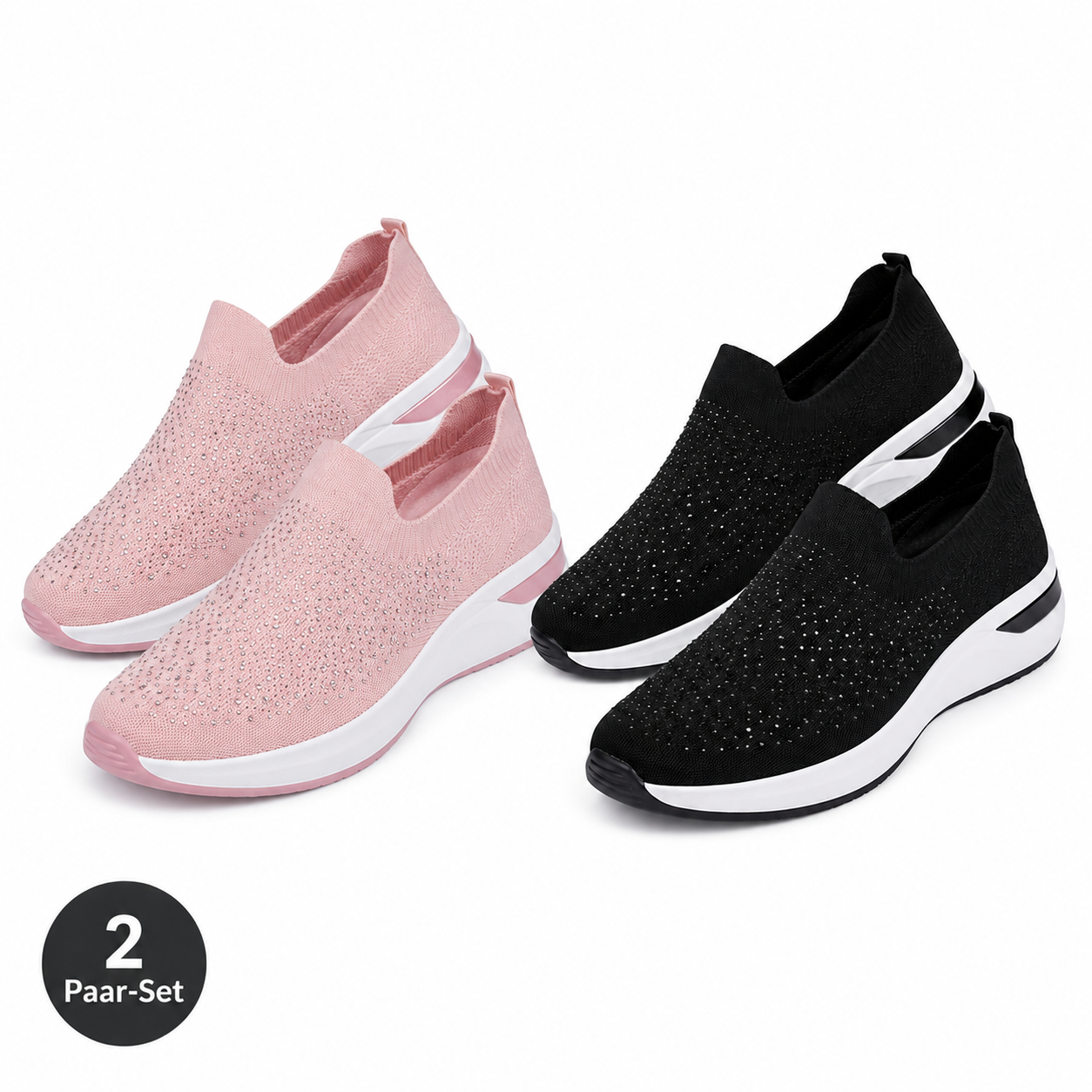 🔥 Bestseller 2026 👟Damen Slip-on Sneaker mit Strass – Atmungsaktiv, Leicht & Bequem | 𝐋𝐄𝐓𝐙𝐓𝐄𝐑 𝐓𝐀𝐆: 𝟖𝟎 % 𝐑𝐀𝐁𝐀𝐓𝐓 