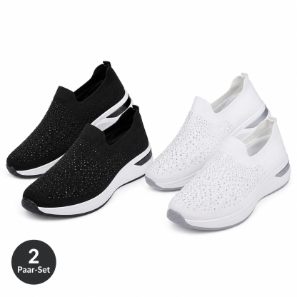 🔥 Bestseller 2026 👟Damen Slip-on Sneaker mit Strass – Atmungsaktiv, Leicht & Bequem | 𝐋𝐄𝐓𝐙𝐓𝐄𝐑 𝐓𝐀𝐆: 𝟖𝟎 % 𝐑𝐀𝐁𝐀𝐓𝐓 