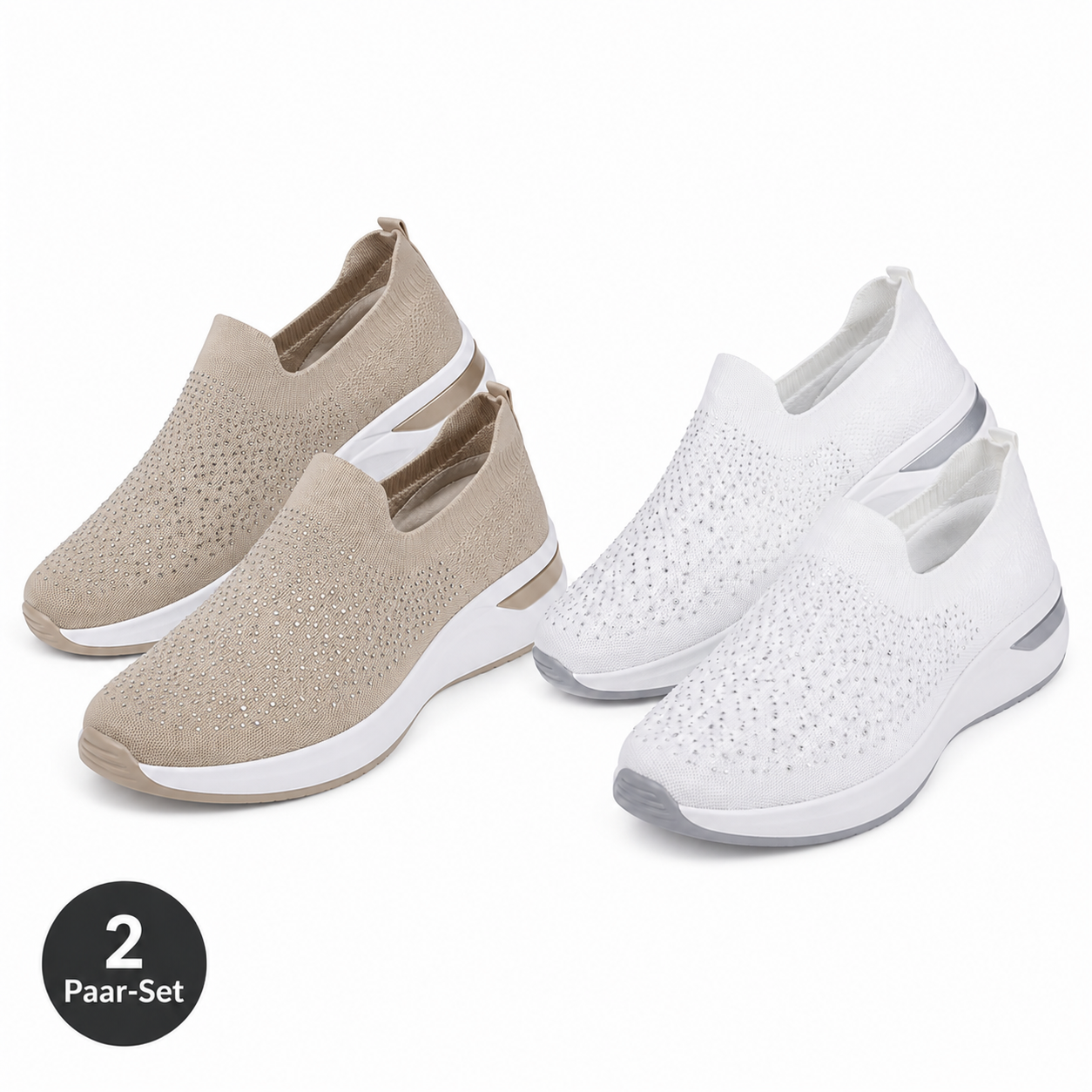 🔥 Bestseller 2026 👟Damen Slip-on Sneaker mit Strass – Atmungsaktiv, Leicht & Bequem | 𝐋𝐄𝐓𝐙𝐓𝐄𝐑 𝐓𝐀𝐆: 𝟖𝟎 % 𝐑𝐀𝐁𝐀𝐓𝐓 