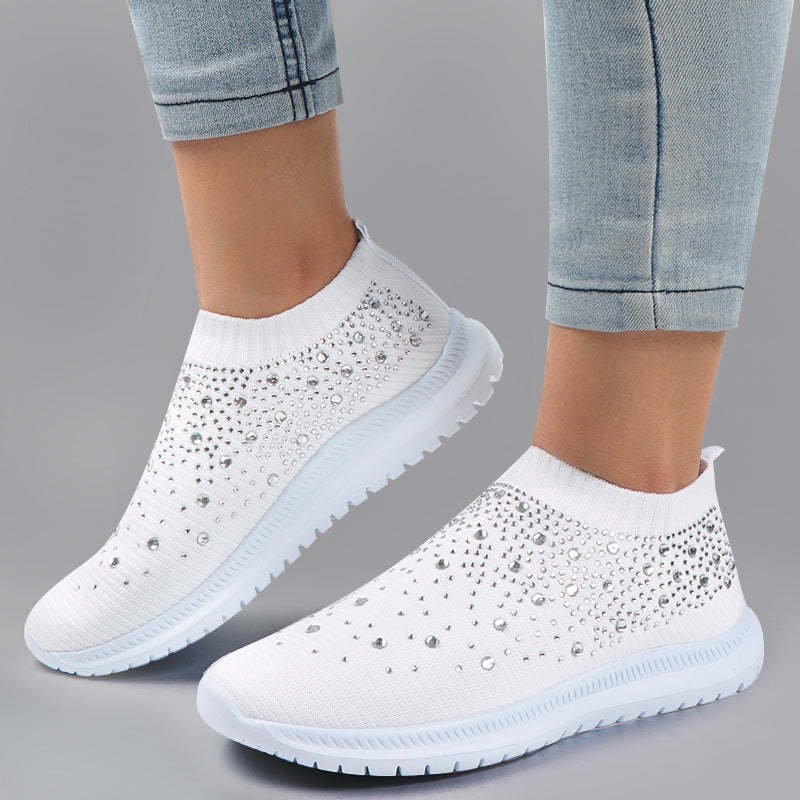 Damen-Slip-On-Sneaker mit funkelnden Kristall-Details