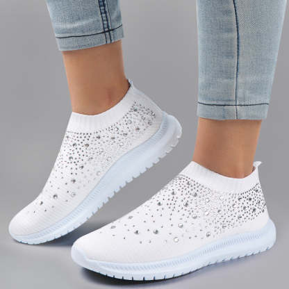 Damen-Slip-On-Sneaker mit funkelnden Kristall-Details