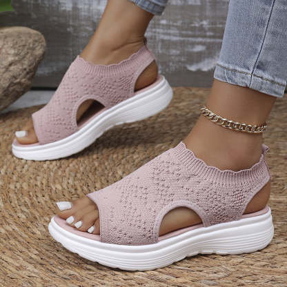 🔥🔥Atmungsaktive Damen-Plateausandalen aus Strickmaterial