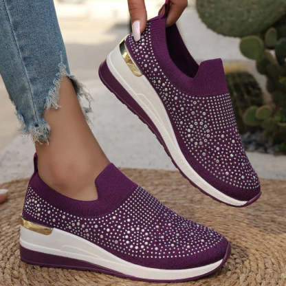 🔥 Bestseller 2026 👟Rhinestone Slip-on Casual Mesh Fabric Sneakers For Women✨Slip On, Shine & Stay Comfy! ✨