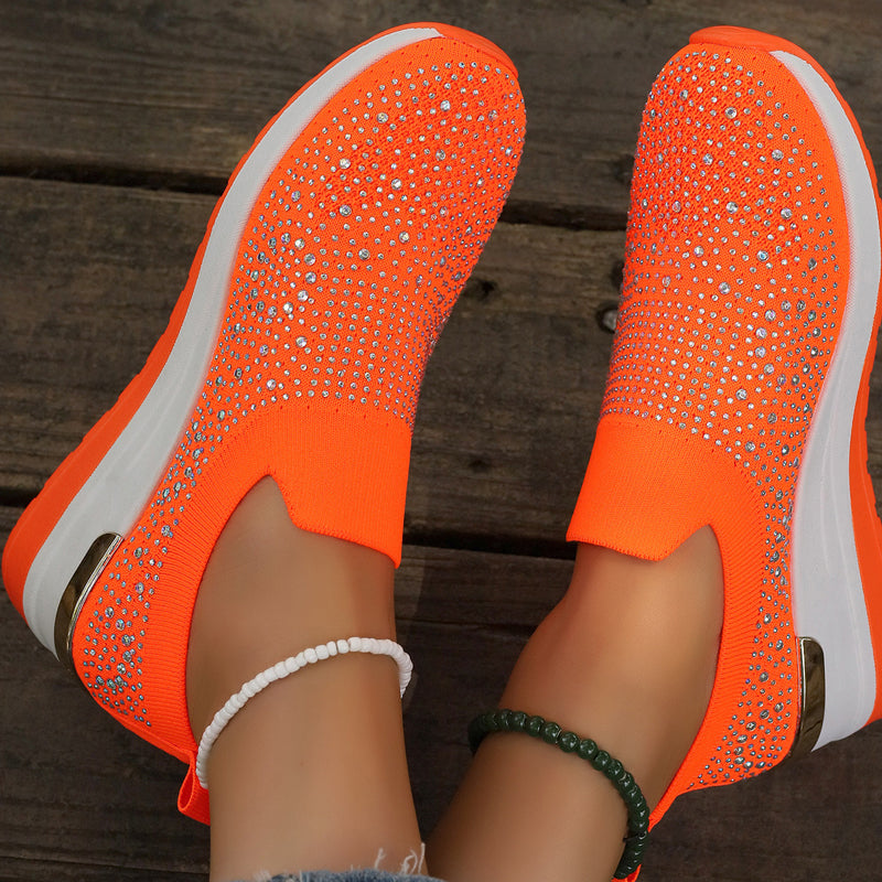 🔥 Bestseller 2026 👟Rhinestone Slip-on Casual Mesh Fabric Sneakers For Women✨Slip On, Shine & Stay Comfy! ✨