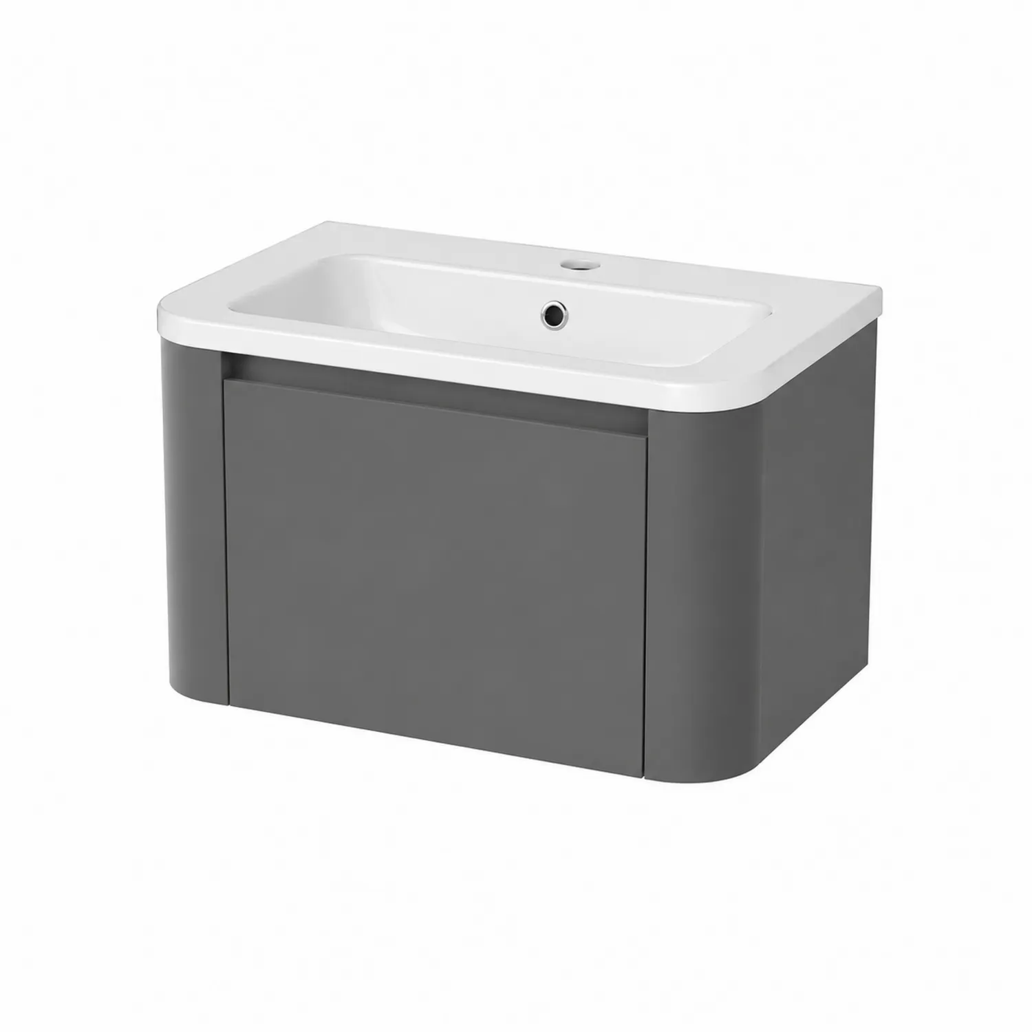 Wisząca szafka łazienkowa z umywalką ceramiczną 80 cm Szary/Biały