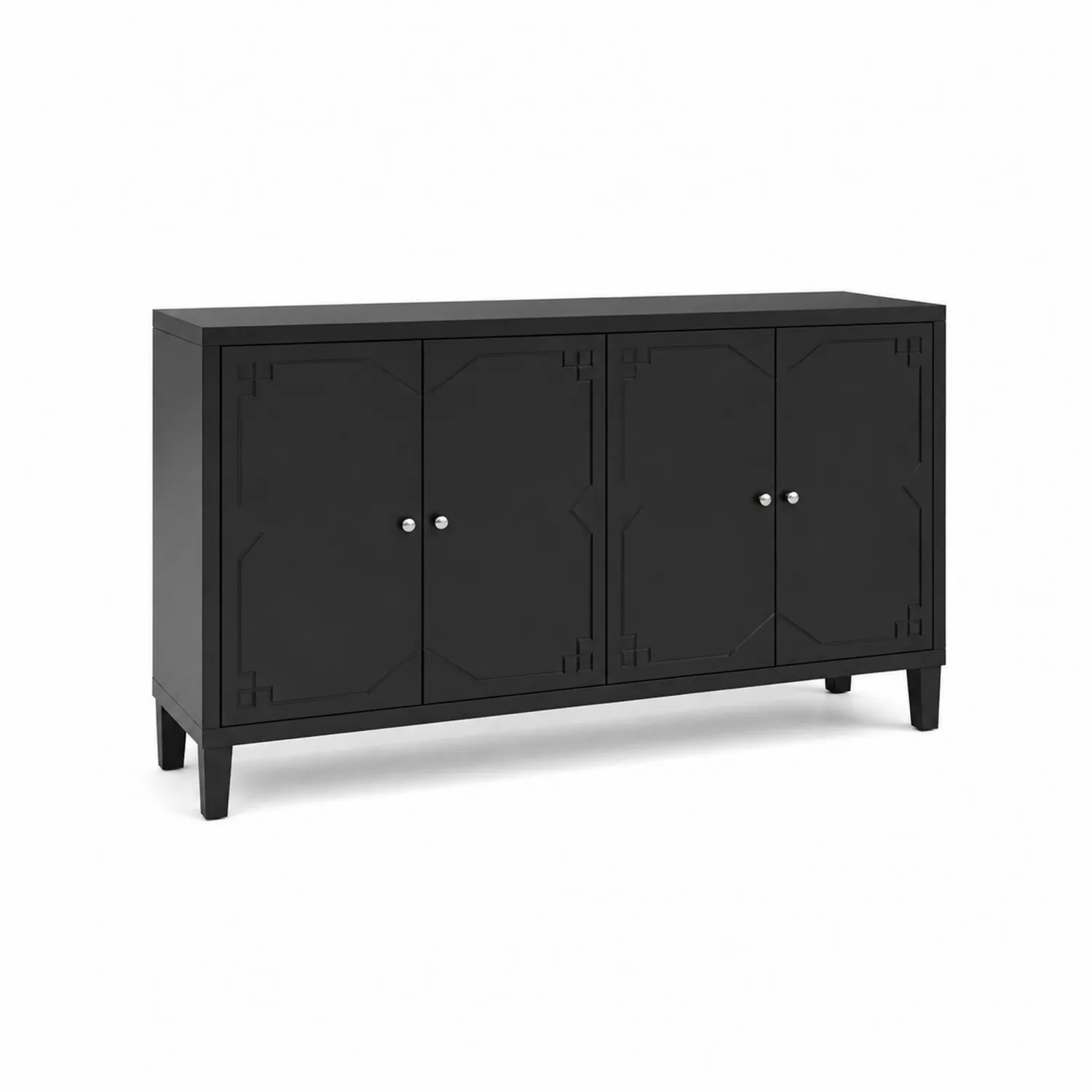 Kredens z Płyty MDF z Trzema Drzwiami 150 cm Czarny