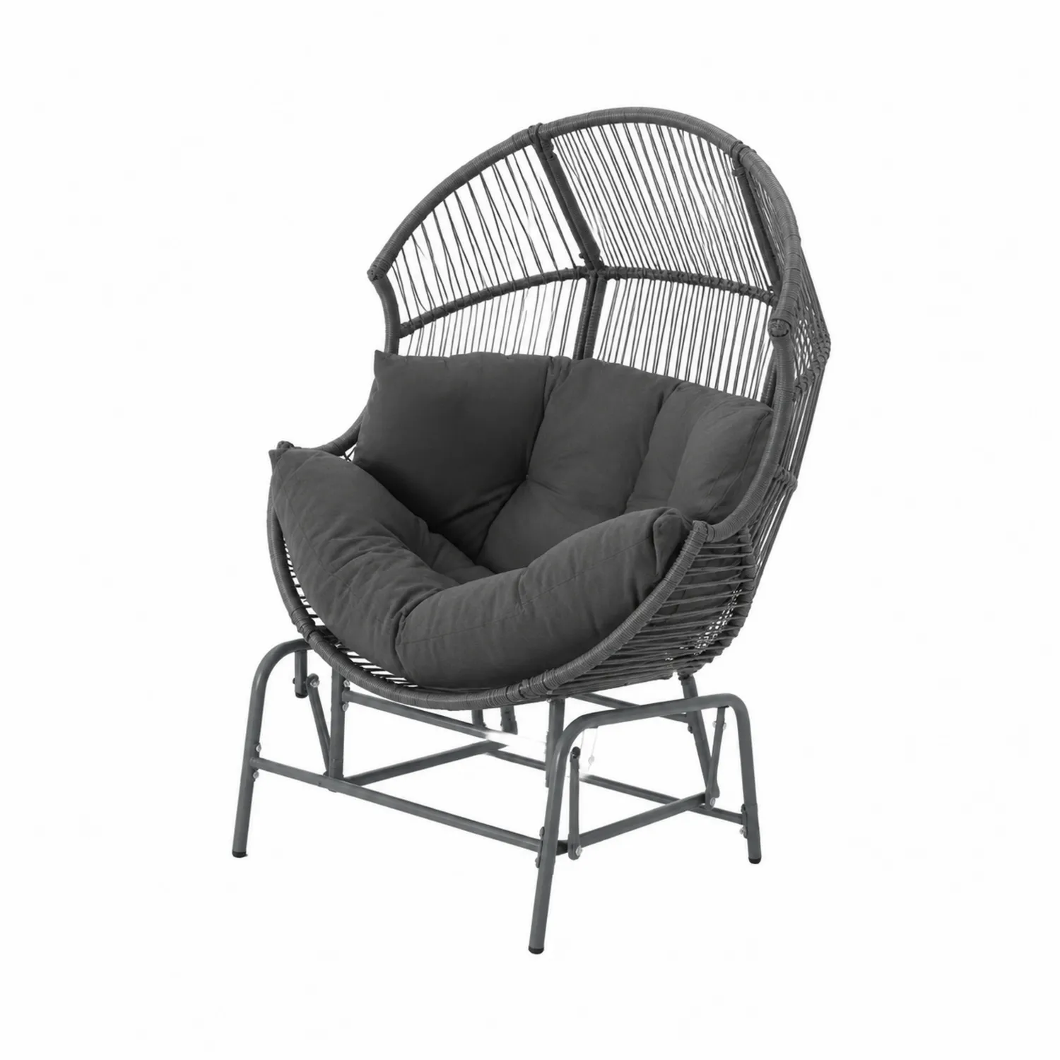 Fotel z technorattanu z poduszkami, stalowa rama, 120 cm, Szary