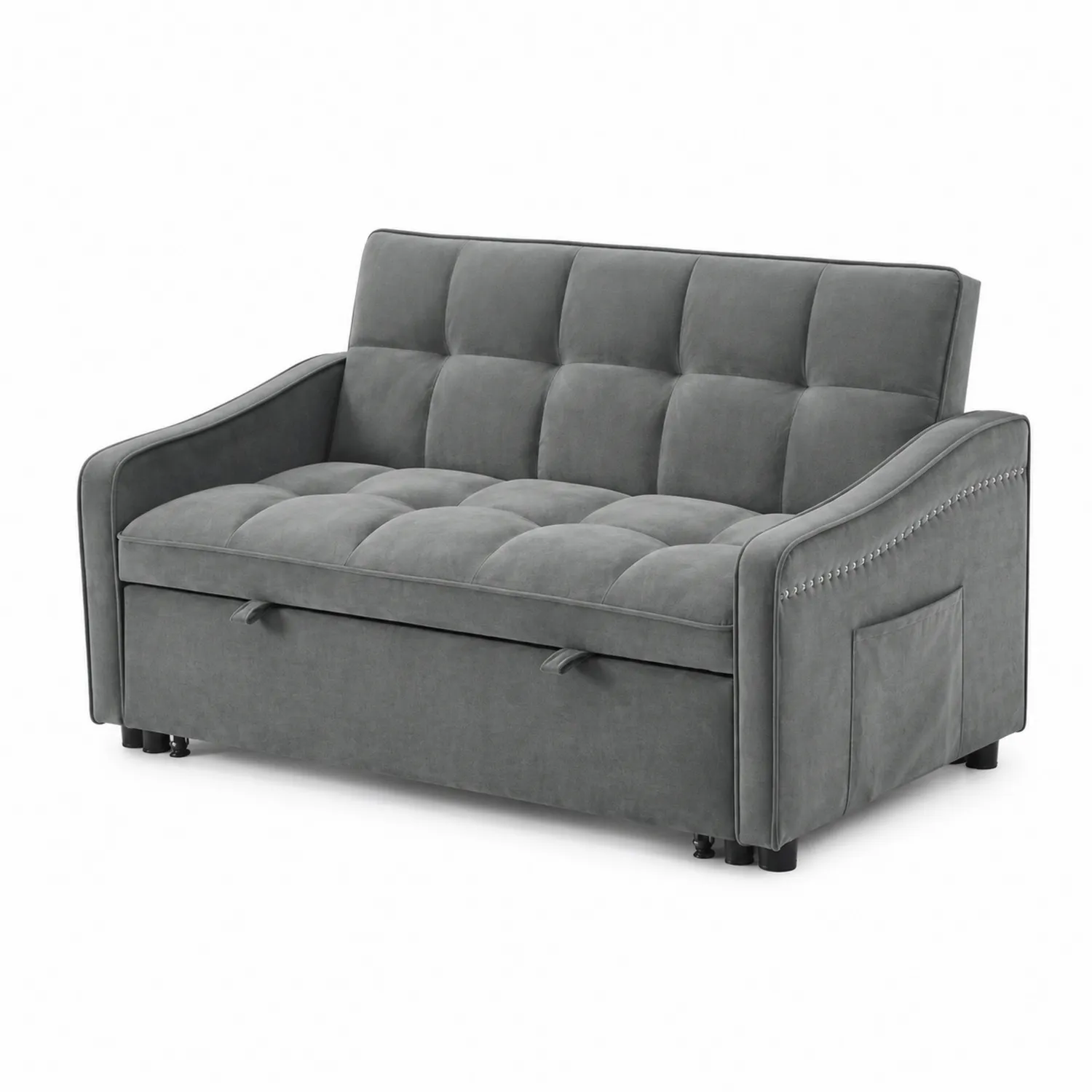 Sofa rozkładana z pojemnikiem, tkanina szara, 180x90x80 cm