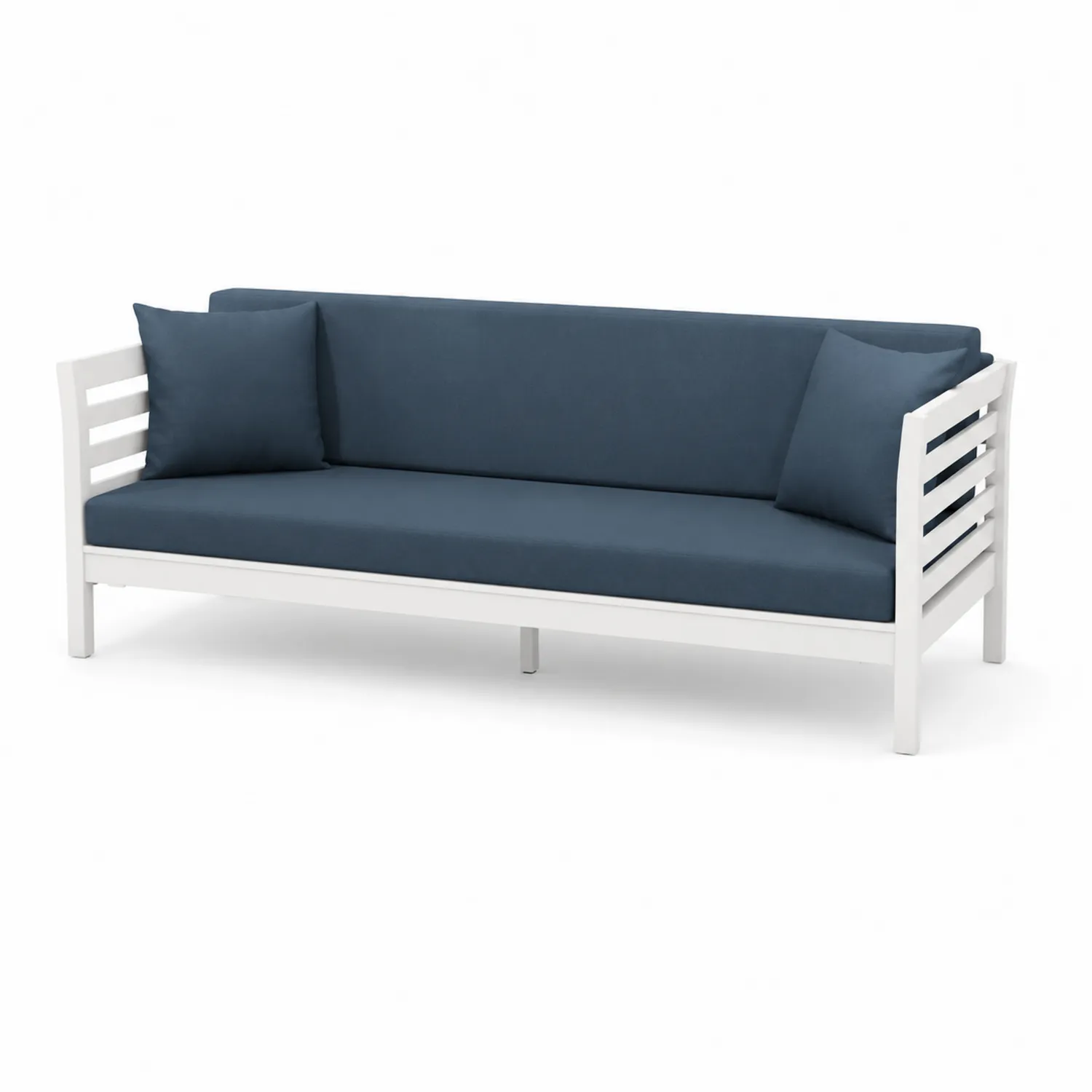 Sofa zewnętrzna aluminiowa z poduszkami granatowa 200 cm