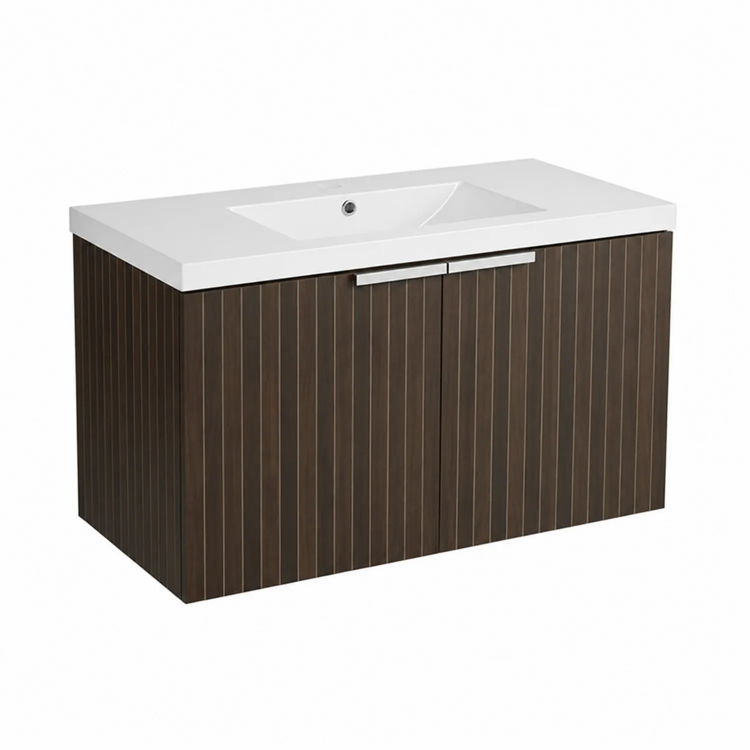 Szafka łazienkowa drewniana z umywalką ceramiczną 120 cm Brązowy