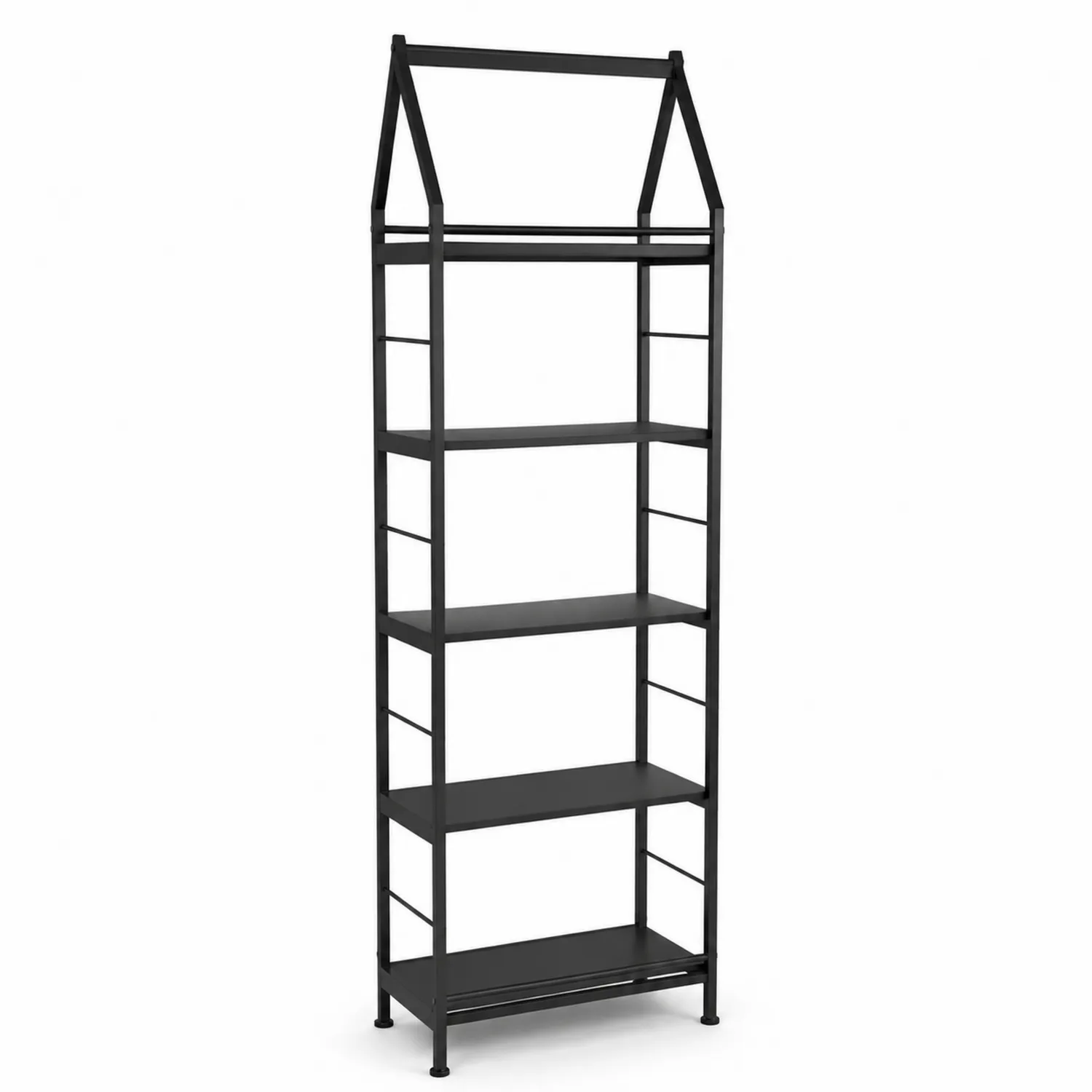 Czarny metalowy regał z dachem 180x60x40 cm