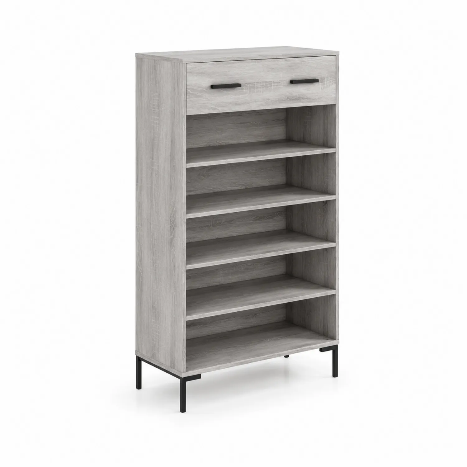 Regał na buty z szufladą MDF, stalowy 115x60x30 cm Szary