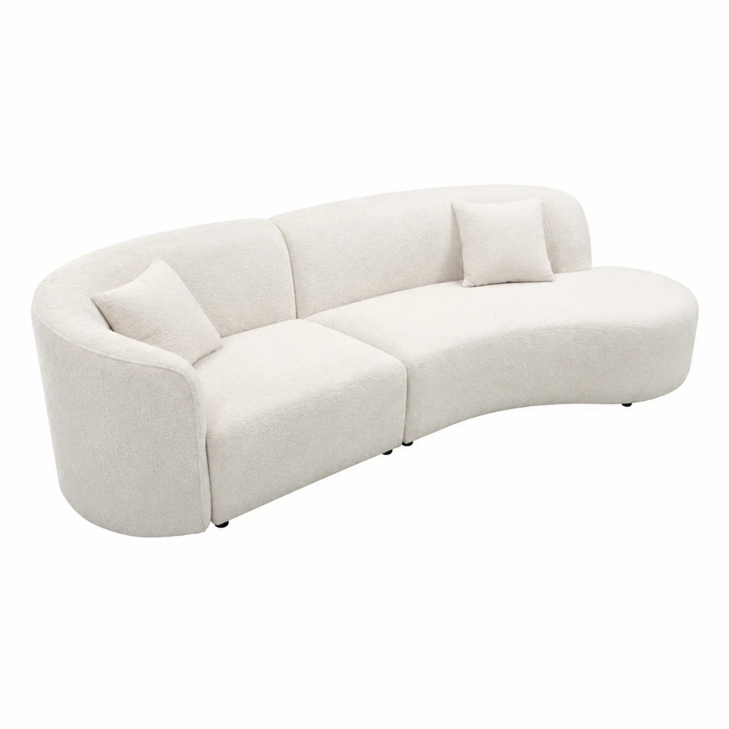 Sofa zakrzywiona tkanina Bouclé kremowa 300 cm