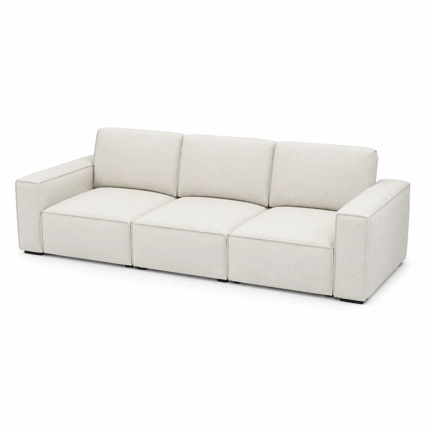 Trzyosobowa sofa z poliestru w kolorze Beżowym 220 cm