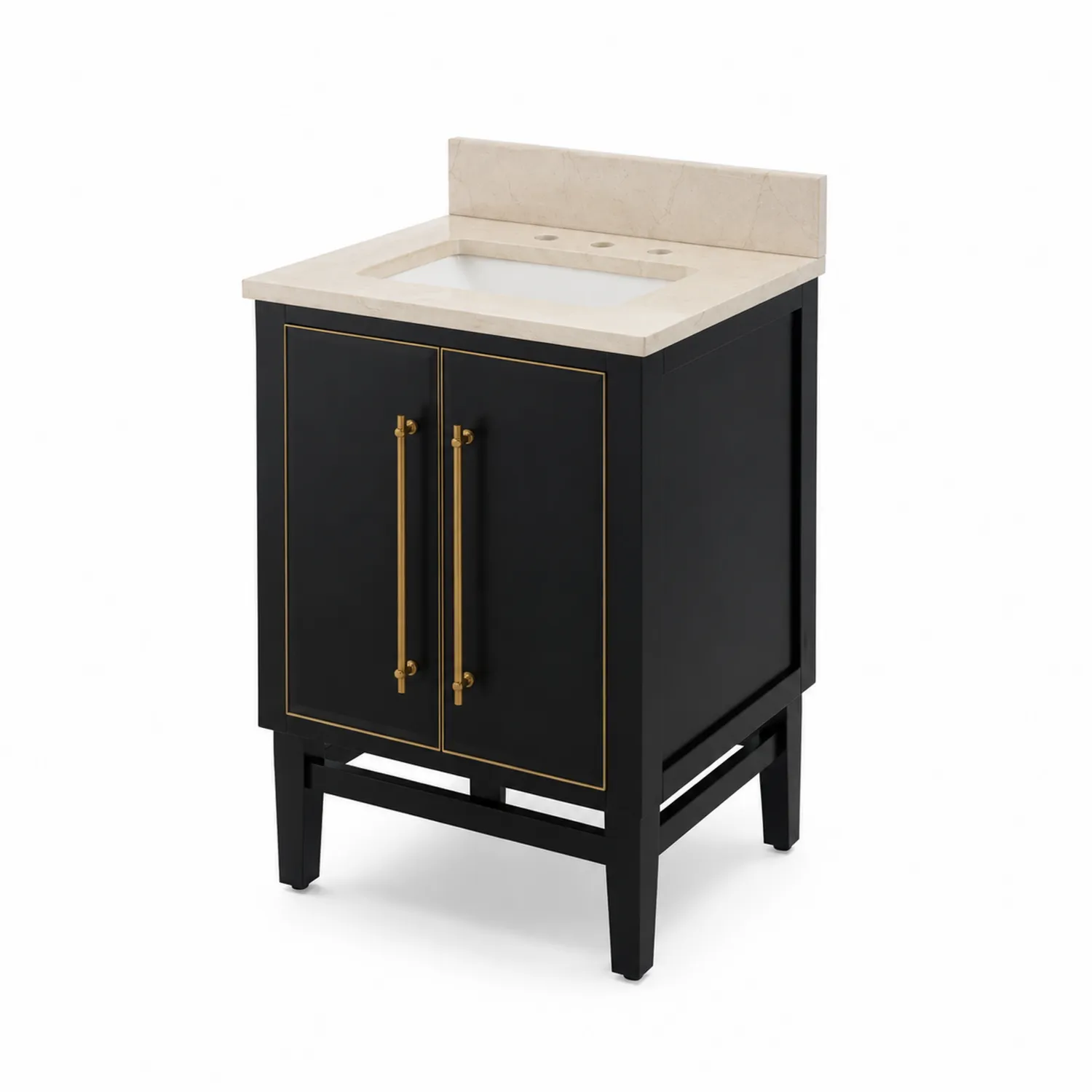 Szafka łazienkowa czarna MDF z marmurowym blatem 60x40x85 cm