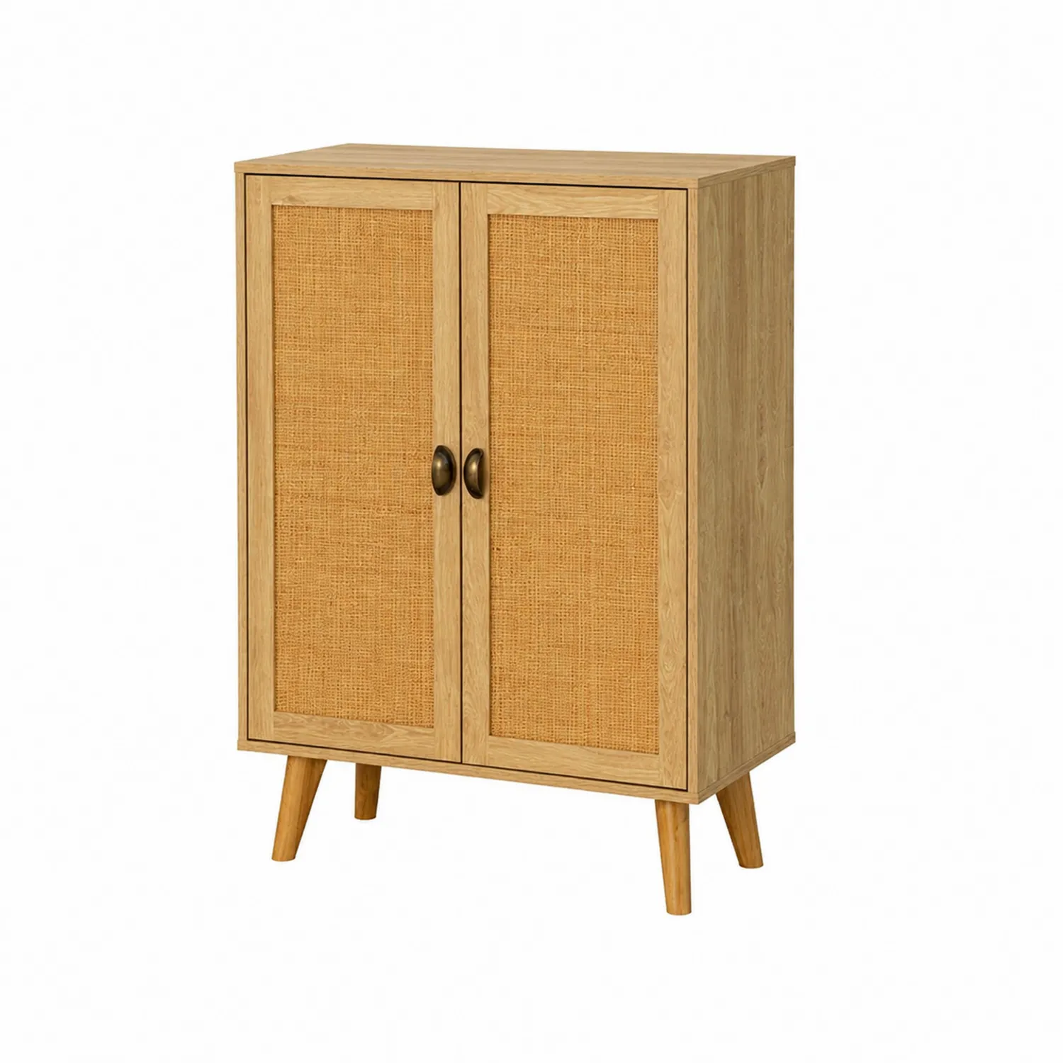 Drewniana szafka z rattanowymi drzwiami, 80x40x120 cm