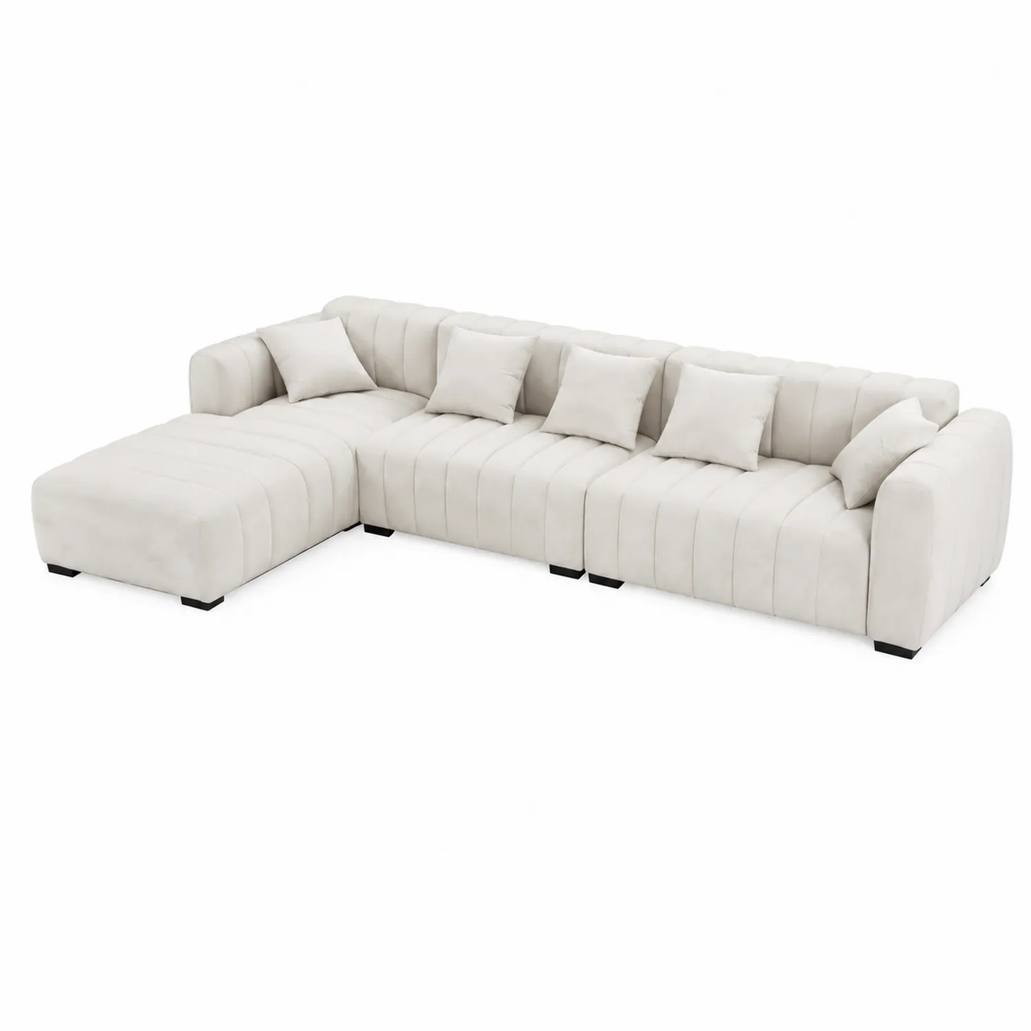 Narożna sofa modułowa z tkaniny bawełnianej, Beżowy